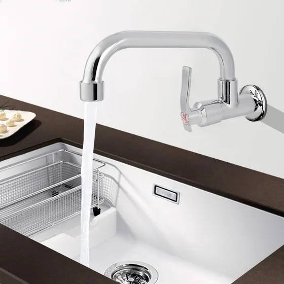 Grifo Cocina Fregadero Montado Pared Agua Fria Lavabo Mano