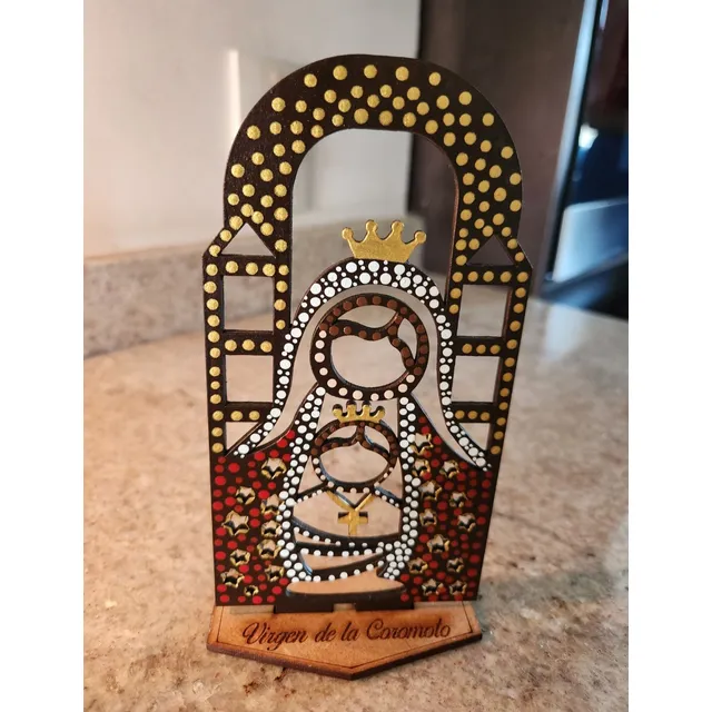 Virgen De Coromoto Laser Mdf Puntillismo Madera 15cm Alto