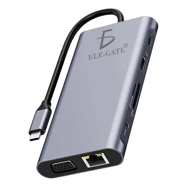 Hub Adaptador 11 En 1 Tipo C Hdmi Vga Ethernet