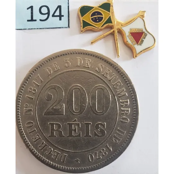 Moeda 200 Réis 1874 Níquel Soberba*