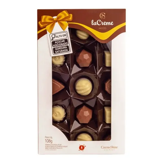 Caixa De Chocolate Lacreme Mezzo 108g Presente Cacau Show