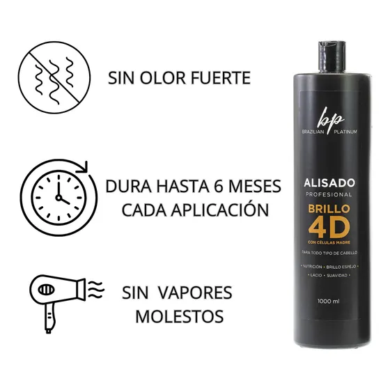 Alisado Cacao Intenso 4d Brazilian Platinum 1L Botox Capilar