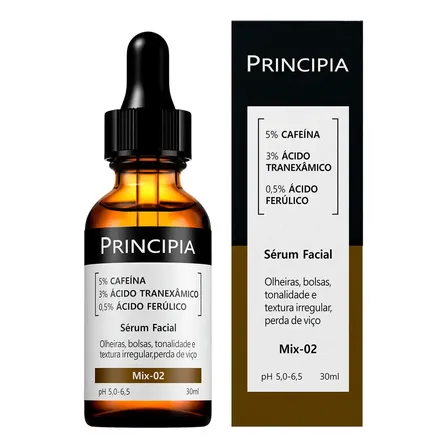 Sérum Facial Mix 02 5% Cafeína + 3% Tranexâmico + Ferúlico Skincare Anti Olheiras E Manchas Com 30ml Principia Todo Tipo De Pele Dia/noite