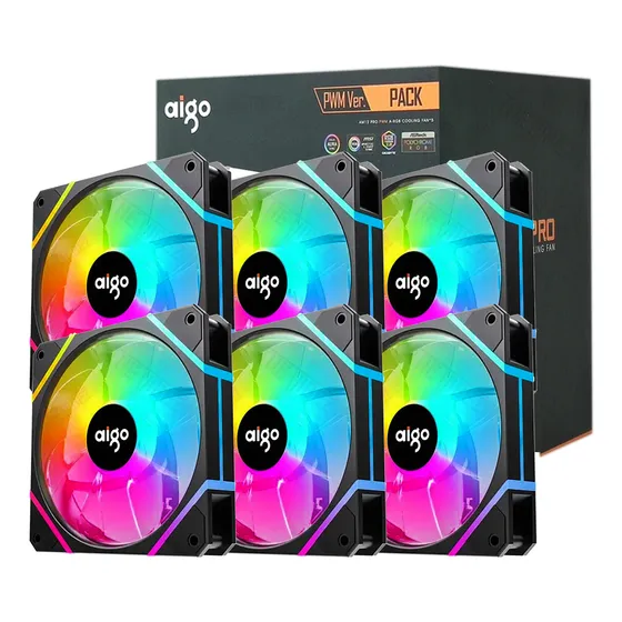 Cooler Fan Aigo Am12 Pro Argb + Pwm 6 Fans