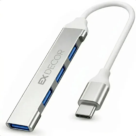 Hub Usb-c 3.0 Extensor Adaptador 4 Portas Para Computador Pc Notebook Celular Smartphone Tablet Pen Drive Hd 5gbps Marca Ex Decor