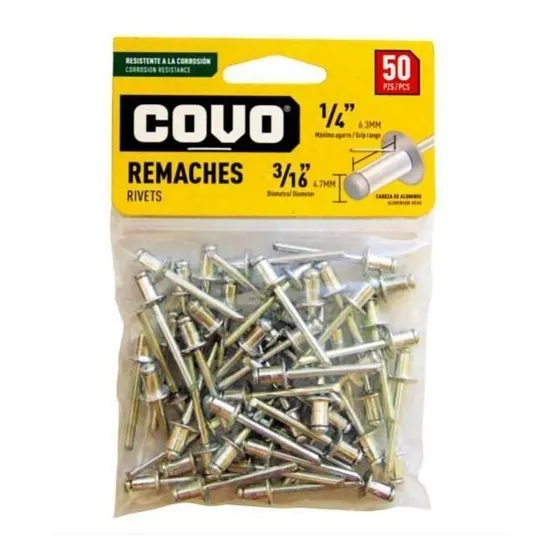 Remache 3/16 X 1/4 50 Piezas Covo