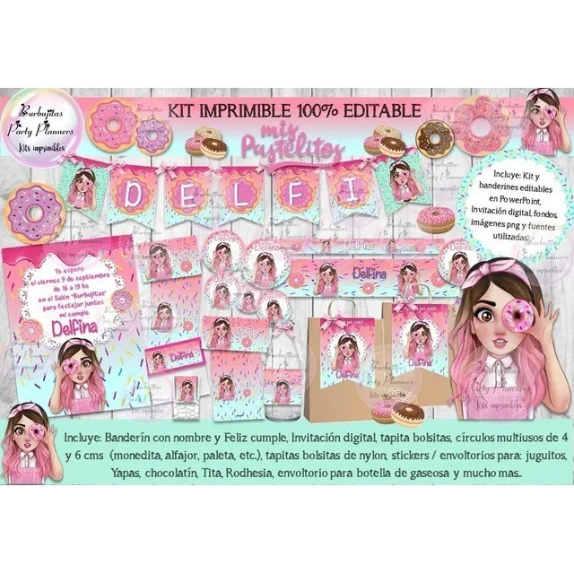 Kit Imprimible Candy Bar Mis Pastelitos 100% Editable