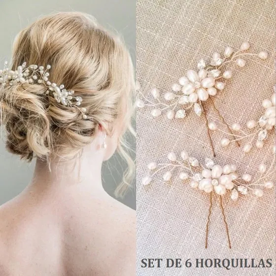 Horquilla Tocado Flores De Perla Cabello Novia Ceremonia