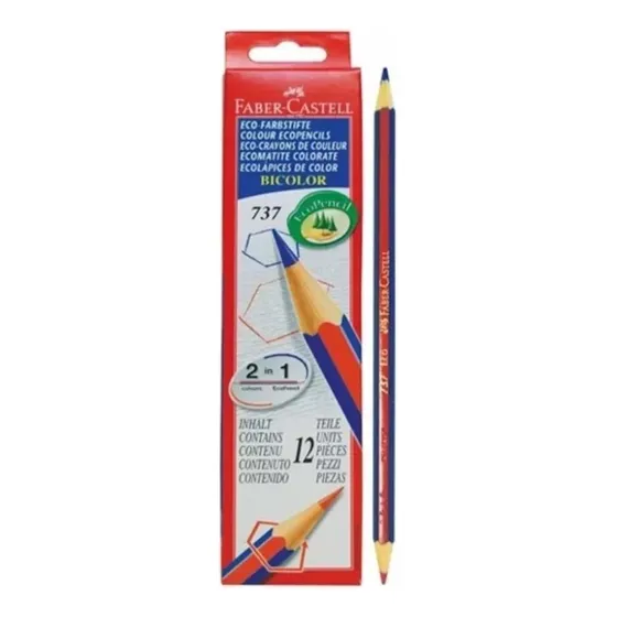 Set 12 Bicolor Azul/rojo Delgado Faber-castell