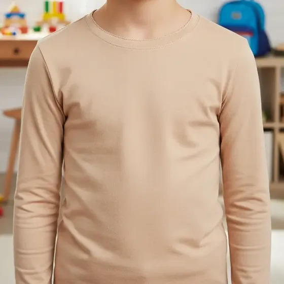 Pack 3 Camisetas Beige Niño 100% Algodón Manga Larga