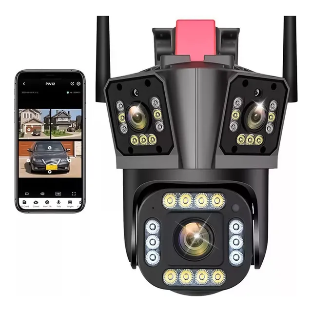 14mp Cámara De Seguridad Exterior Wifi Tres Lentes Alerta Ip