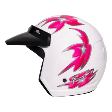 Capacete Aberto Taurus Wind V3 Tecno Femme Branco E Pink Tamanho Do Capacete 58 Brilhante