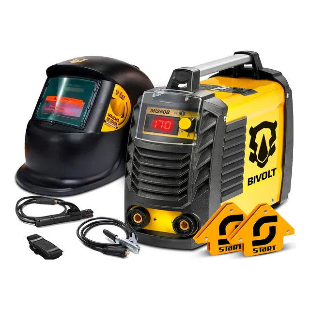 Maquina Inversora De Solda 170a Bivolt + Mascara + Esquadros