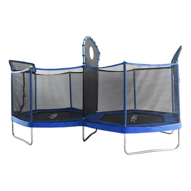 Trampolin Doble 2 En 1, Brinca Brinca 7 Pies, 385cm + Enviog Color de la lona de salto Negro Color del cobertor de resortes Azul