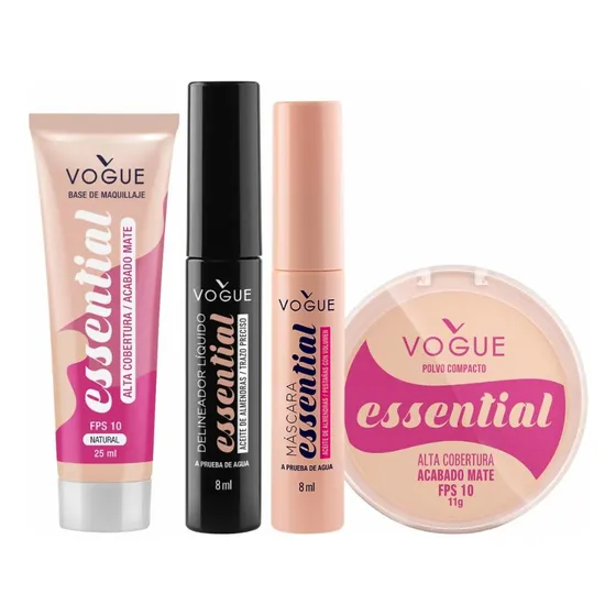 Pack Vogue: Máscara + Delineador + Base Y Polvo Natural