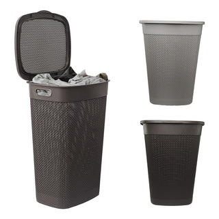Cesto Telado Rattan Com Tampa 55 Litros Lavanderia Casa Cesto Telado Rattan Com Tampa 55 Litros Lavanderia Casa