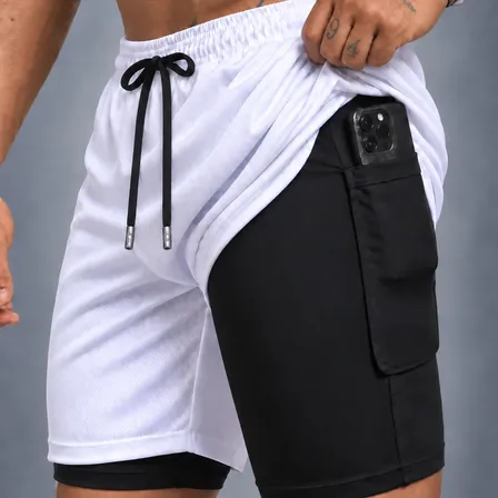Bermuda Masculina 2 Em 1 Compressão Short Dry Fit Academia