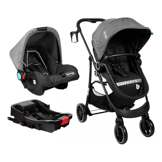 Coche Travel System Oregon Bebeglo Color Gris Chasis Negro Gris