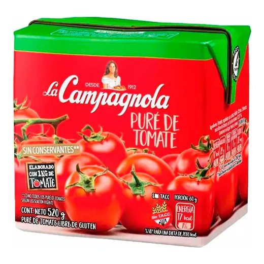 Pure De Tomate La Campagnola 520 Grs Sin Tacc