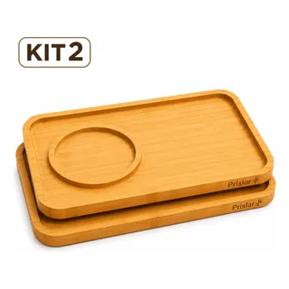 Bandeja Pires Bambu Para Café Chá Recepção Consultório Salão Kit 02 Bandejas - B