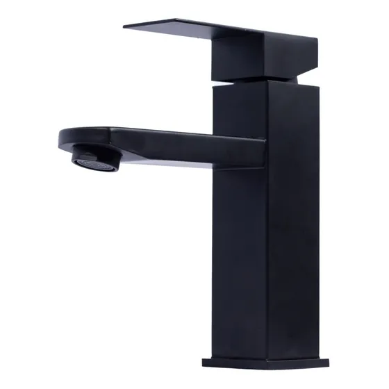 Canilla Monocomando Baño Recta Negra Cuadrada Aireador Metal Color Negro