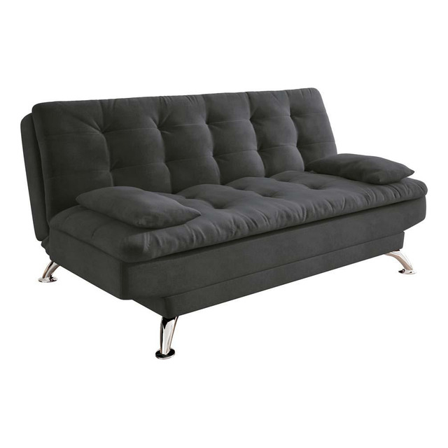 Sofá-cama 3 Lugares Casal Premium Suede Cinza Sofá-cama 3 Lugares Casal Premium Suede Cinza