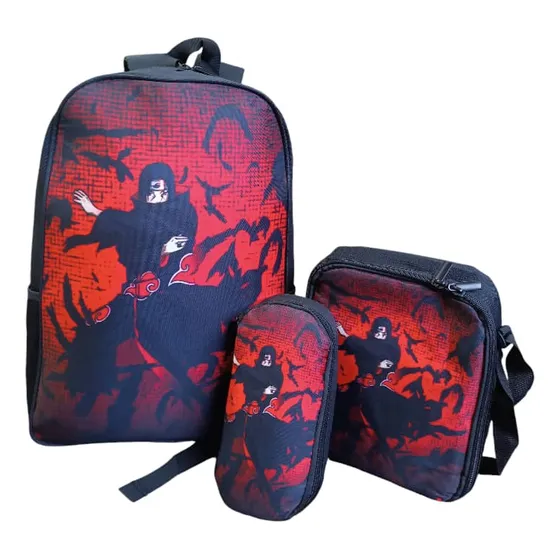 Bolso Escolar Diseño Naruto  Asombroso Set De 3 Piezas