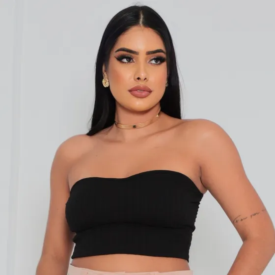Cropped Top Faixa Tomara Que Caia Com Bojo Blusinha Feminina