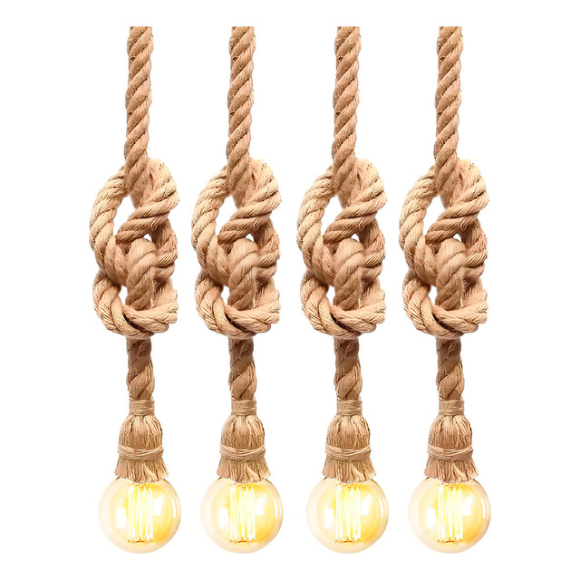 Kit 4 Luminária Pendente Design Rustico Retrô Corda Sisal Kit 4 Luminária Pendente Design Rustico Retrô Corda Sisal
