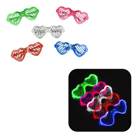 Combo 5 Anteojos Corazon Luminosos Led Cotillon