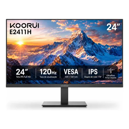 Monitor 24 Polegadas Koorui Ips 120hz Full Hd Ultra Slim Preto 127/220v