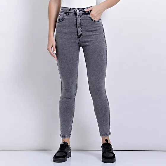 Skinny Gris Nevado Mujer Elastizado Kinoa Denim Chupin