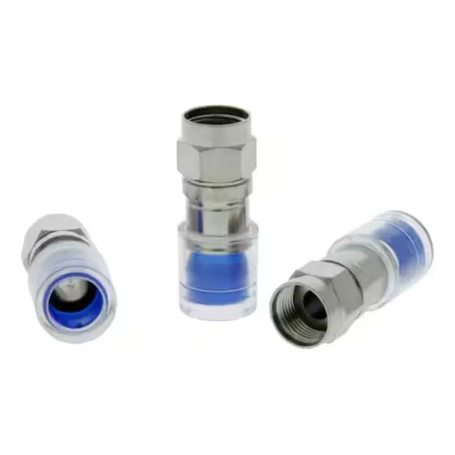 Conector De Compresión Rg-6 F Omniconn Azul Ideal Paq. 50 Pz