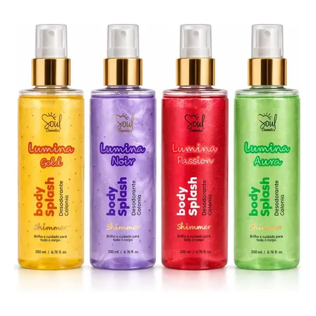 Kit 4 Body Splash Feminino Alta Projeção 200ml- Shimmer Luxo