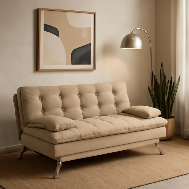 Sofá Cama Mobly Premium Diván Marrón Claro