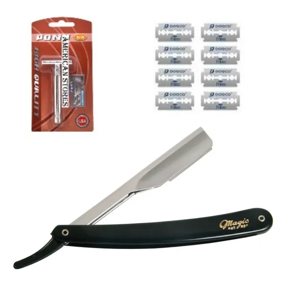 Combo Navaja Barbera Maquina Afeitar Tradicional Cuchillas 