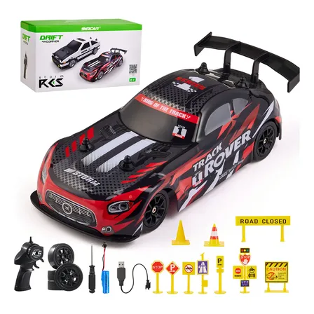 Lictin Carro De Drift Rc 2.4 Ghz, Escala 1:24, 4x4, Alta Velocidade, Com 8 Obstáculos E Duas Baterias, 4 Pneus De Drift,... Carro De Controle Remoto Grande