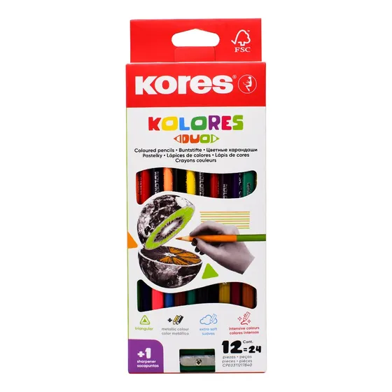 Lapices De Colores Kores Kolores Fsc® Duo 12=24 Colores
