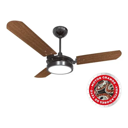 Ventilador de Teto Ventex Valen LED 3 Pás Preto Mogno 150W