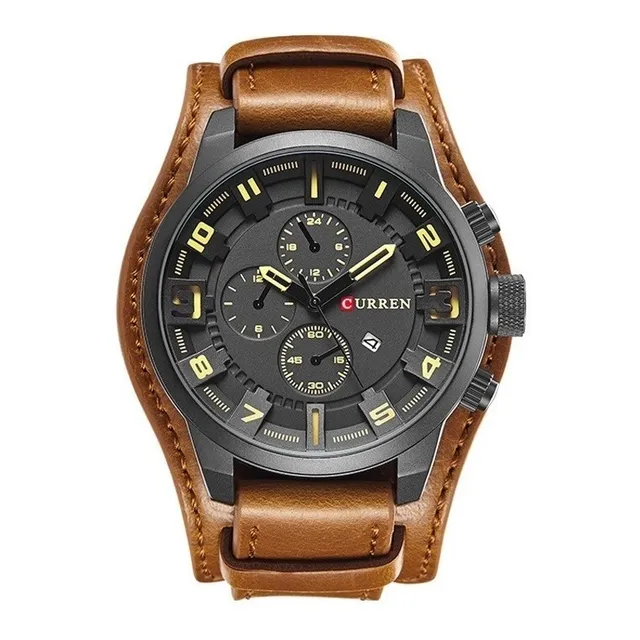 Reloj Grande Curren Hombre Malla Simil Cuero Gran Presencia