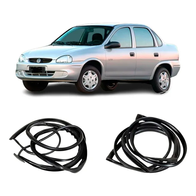 Kit Borracha Vidro Dianteiro E Traseiro Corsa Sedan Classic