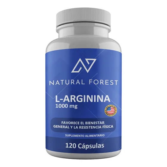 L-arginina 1000mg /120 Caps Natural Forest Made In Usa Sabor Neutro