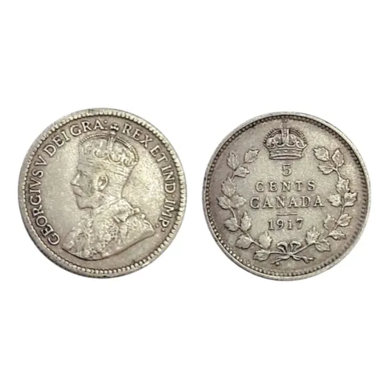 Moneda Coleccionable Canada 5 Centavos 1917