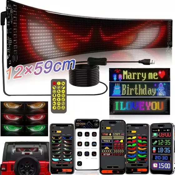 12*59 Letrero Led Programable Pantalla Flexible Led Negocios