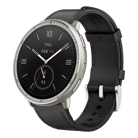 Relógio Smartwatch Active 2 Amazfit Caixa Prateado Pulseira Preto Bisel Prateado Desenho Da Pulseira Couro Premium