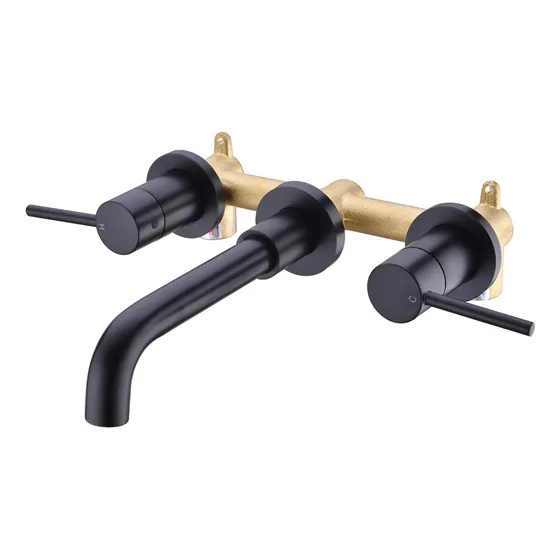 Hanebath Grifo Baño Laton Negro Mate Lavabo Montado Pared