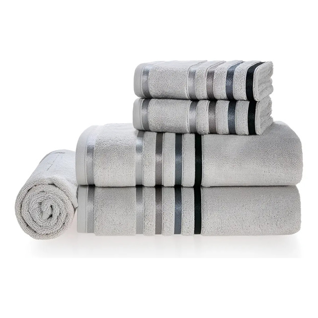 Jogo De Toalhas Banho Lumina 5peças Karsten Algodão Penteado Cor Mineral C/ Cinza - 80152/... Jogo De Toalhas Banho Lumina 5peças Karsten Algodão Penteado Cor Mineral C/ Cinza - 80152/...