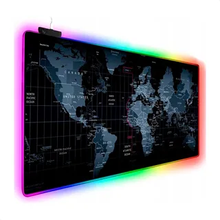 Mouse Pad Gamer Mapa Mundi Led Rgb Extra Grande 80x30cm Mouse Pad Gamer Mapa Mundi Led Rgb Extra Grande 80x30cm