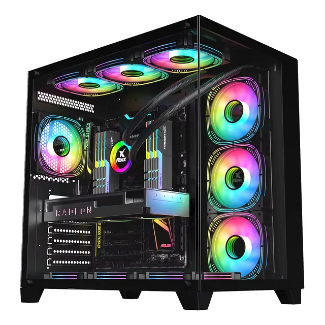 Case Gamer Vidrio Templado Transparente Negro Ruix Jwk