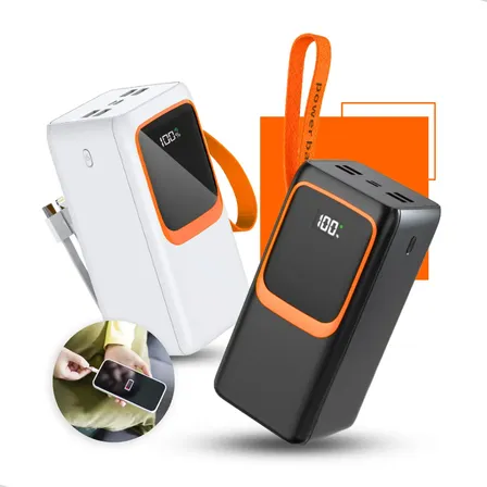 Power Bank Turbo Carregador Portátil 50.000mah Digital Usb Rápido Display Digital Branco Nixzen